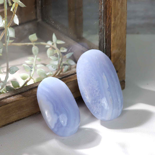 Blue Lace Agate Palm Stone