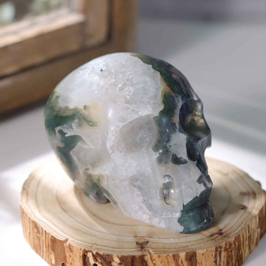 Moss Agate Skull